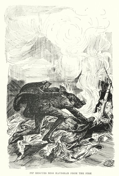 チャールズ・ディケンズの「Great Expectations」のイラスト（リトグラフ）。 作： Harry Furniss