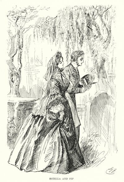 チャールズ・ディケンズの「Great Expectations」のイラスト（リトグラフ）。 作： Harry Furniss