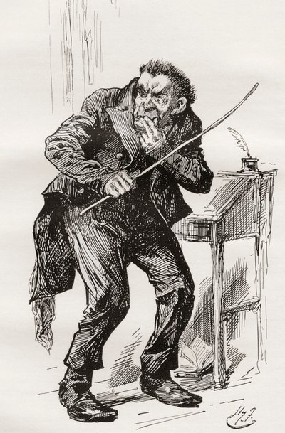 Herra Squeers. Harry Furnissin kuvitus Charles Dickensin romaanille Nicholas Nickleby, The Testimonial Edition, julkaistu 1910. 作： Harry Furniss