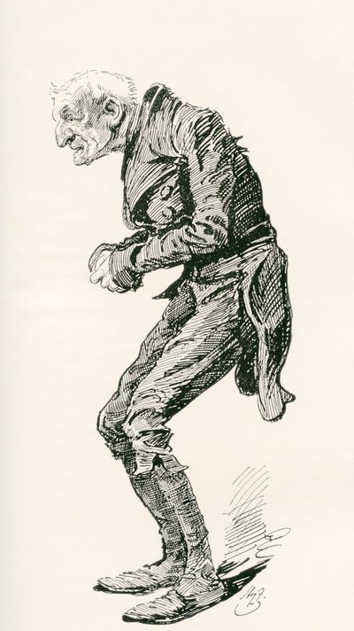 Velho Chuffey. Ilustração de Harry Furniss para o romance de Charles Dickens, Martin Chuzzlewit, da The Testimonial Edition, publicado em 1910. 作： Harry Furniss