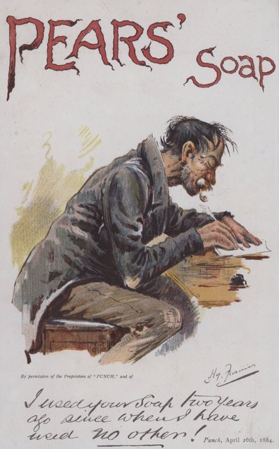 梨園の石けん、推薦状（カラーリトグラフ 作： Harry Furniss