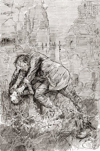 ピップの脱獄犯との闘い。" 作： Harry Furniss
