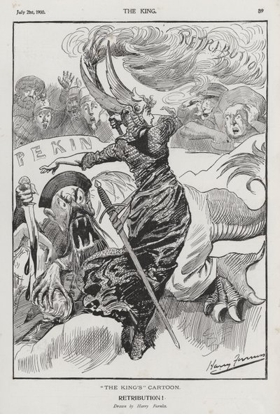 中国の義和団の反乱を描いた漫画「報復」（エングレービング 作： Harry Furniss
