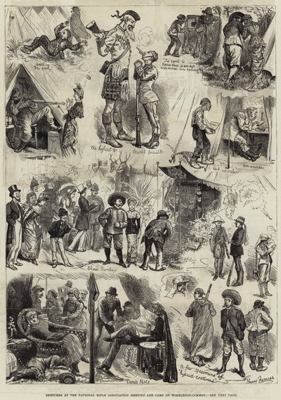 全米ライフル協会の会議とウィンブルドンコモンのキャンプでのスケッチ 作： Harry Furniss