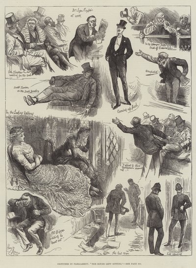 国会議事堂のスケッチ、家は座りました 作： Harry Furniss