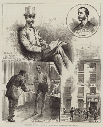 ダブリンのモリソンズホテルでのCSパーネル議員の逮捕 作： Harry Furniss