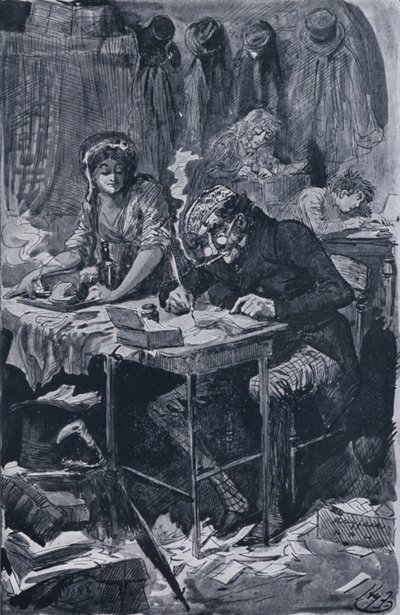 The Begging Letter Writer (litho) 作： Harry Furniss