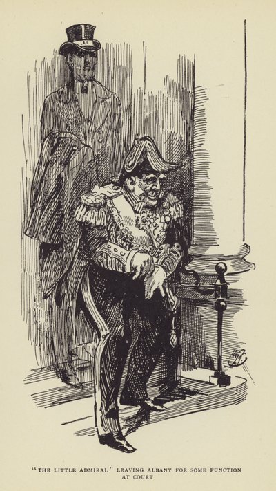 少し提督は法廷でいくつかの機能のためにアルバニーを残します 作： Harry Furniss