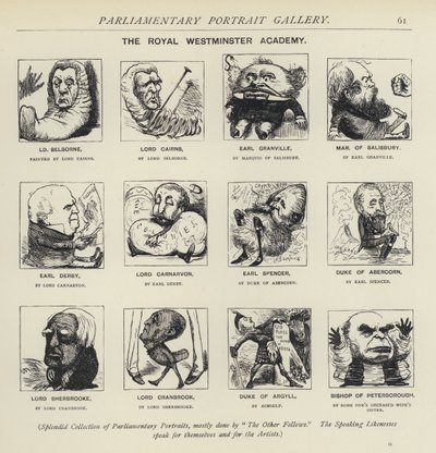 The Royal Westminster Academy - 政治家がお互いを描くことを想像する（リトグラフ 作： Harry Furniss