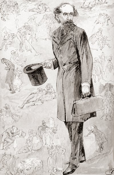 非営利の旅行者。 1910 年のテスティモニアル版で出版された、チャールズ ディケンズのクリスマス ブックスの短編小説「The Uncommercial Traveler」のハリー ファーニスによるイラスト。 作： Harry Furniss