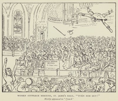 女性参政権会議、セントジェームスホール 作： Harry Furniss