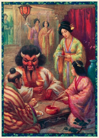 やがて大宴会が開かれた（カラーリトグラフ） 作： Harry George Theaker
