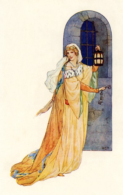 「私について来なさい！」乙女は言った（カラーリトグラフ） 作： Harry George Theaker
