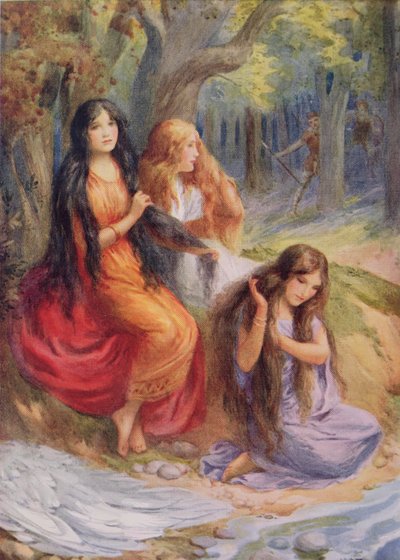 ラファエル・タック著 "Northern Legends"（パブ）に掲載された "The Wayland Smith "のイラスト（カラーリトグラフ）。 作： Harry George Theaker