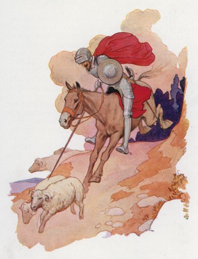 ドン・キホーテの挿絵（カラーリトグラフ） 作： Harry George Theaker