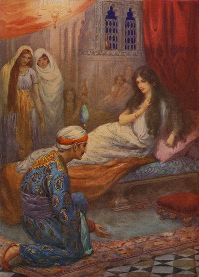 フェローズ・シャー王子が美しい王女を目覚めさせる（カラーリトグラフ） 作： Harry George Theaker