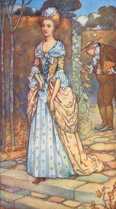 アン女王の治世の伝説、王と女（カラーリトグラフ） 作： Harry George Theaker
