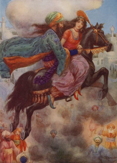 王女、ペルシアに帰る（カラーリトグラフ） 作： Harry George Theaker