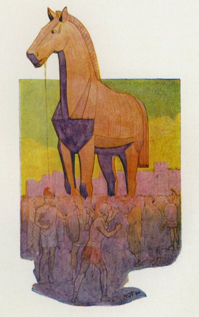 トロイの木馬（カラーリトグラフ） 作： Harry George Theaker