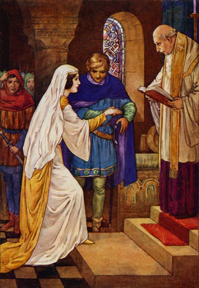 そして司祭は二人を結婚させた（カラーリトグラフ） 作： Harry George Theaker