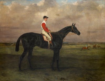 チッペンデール-ニューマーケット競馬場でジョッキーを乗せた競走馬、1874年頃（キャンバスに油彩） 作： Harry Hall