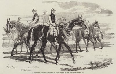 1857年のドンカスター会議での聖レジェ棒の勝者、Imperieuse 作： Harry Hall