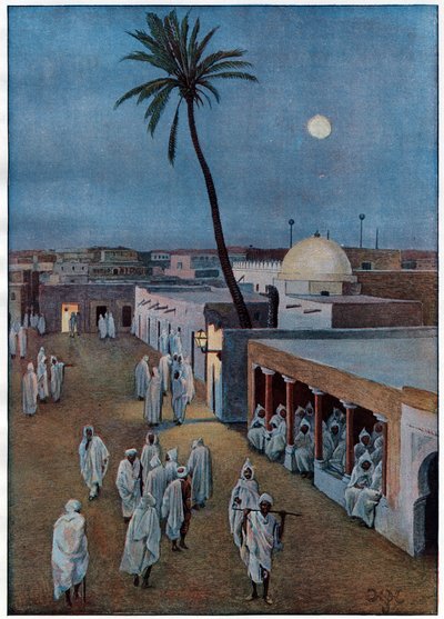 ヘンリー・ハミルトン・ジョンストン卿（1858-1927）による夕暮れのトゼール（チュニジア） - 1903年 作： Harry Hamilton Johnston