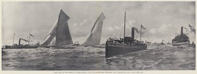 ディフェンダーとヴァルキリーIIIによる国際ヨットレースシリーズの初戦 作： Harry M. Pettit