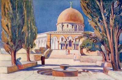 神殿山の岩のドーム、エルサレム、パレスチナ、1910年頃、リチャード・ペンレイク著『A Book of Modern Palestine』より。 作： Harry Morley