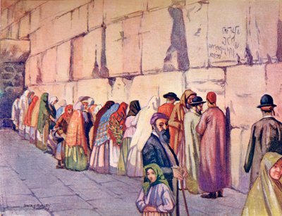 嘆きの壁、エルサレム、パレスチナ、1910年頃、リチャード・ペンレイク著『A Book of Modern Palestine』より。 作： Harry Morley