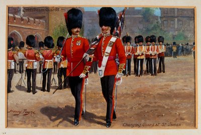 1905年頃、セントジェームズでコールドストリームガードがチェンジガード 作： Harry Payne