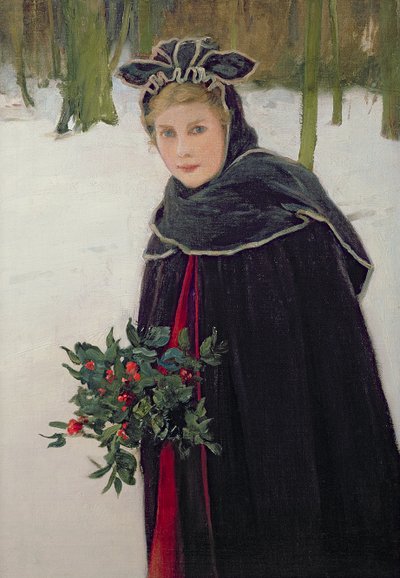 冬 - 冬の風景の中の少女の肖像画 作： Harry van der Weyden