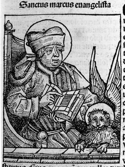 福音書記者サン・マルコの表現。ハルトマン・シェデル1493年の「Liber chronicarum」（ニュルンベルク年代記）からの図版 作： Hartmann Schedel