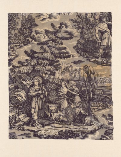 Le Solitaire au Pont du Torrent (急流に架かる橋の隠者) (調度品生地) 作： Hartmann et Fils