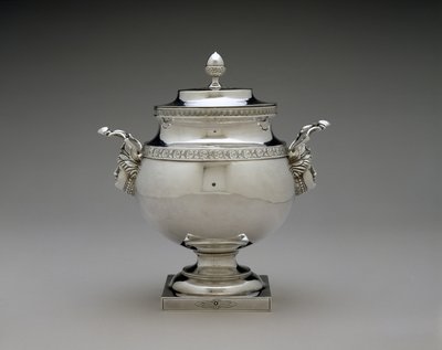 シュガーボウル、c。 1810-1835（シルバー） 作： Harvey Lewis