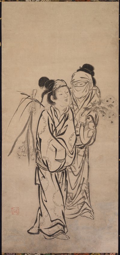 カップル、1500年代後半。 作： Hasegawa Soen