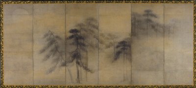 月明かりの下で松の木 作： Hasegawa Tohaku