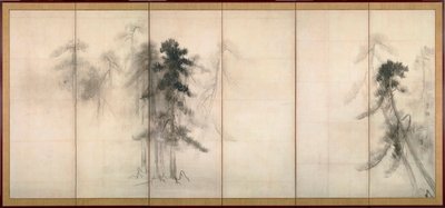 「松」 長谷川等伯 (1539-1610) 作 紙に墨 16世紀 淡色 156x356 cm 日本 東京国立博物館 作： Hasegawa Tohaku