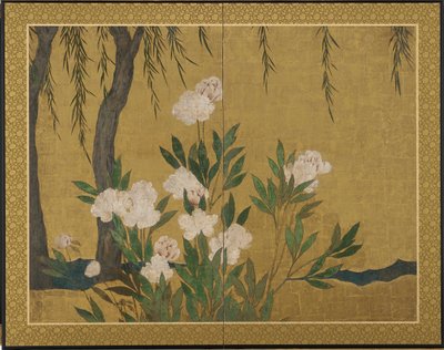 牡丹と柳 作： Hasegawa Tonin