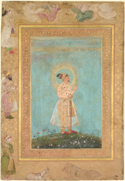 後期シャー・ジャハーン・アルバムより、スピネルと長いデカンの剣を持つシャー・ジャハーン。 1650年。 作： Hashim