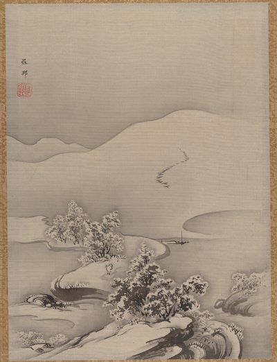 レイク アンド コーズウェイ、カリフォルニア州。 1885-89。 作： Hashimoto Gaho