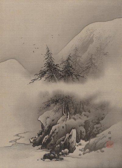 雪の風景、カリフォルニア州。 1885-89。 作： Hashimoto Gaho