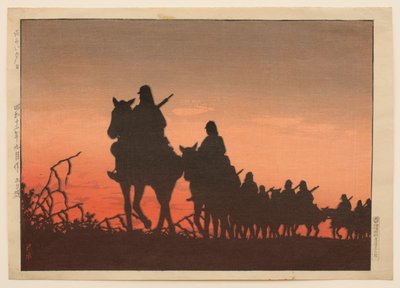 赤い夕日 作： Hasui Kawase