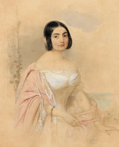 マリー・フォン・タッテンバッハ伯爵夫人の肖像、ニー・フォン・リオン、1840年。 作： Hau