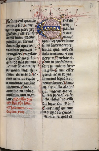 福音伝道者の肖像画が書かれた福音書：装飾されたイニシャル、c。 1480。 作： Hausbuch Master