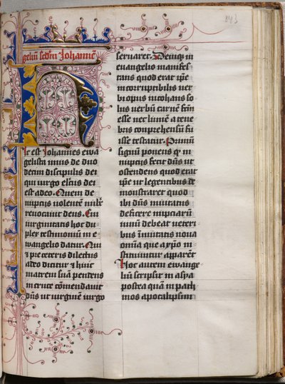 福音伝道者の肖像画が書かれた福音書：装飾されたイニシャル、c。 1480。 作： Hausbuch Master