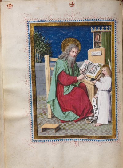 福音書と伝道者の肖像：聖マタイ、c。 1480。 作： Hausbuch Master