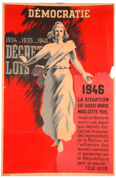 フランスの民主化運動のポスター、1946 年 作： Havas