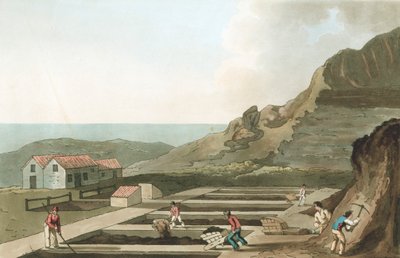 1814年、ヨークシャーのウィットビー地区で働くミョウバンの概観 作： Havell and Son