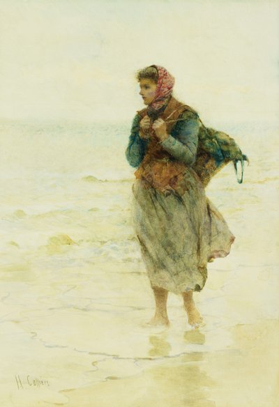 「上昇する潮、Jetsom、Flotsam」：水辺の若い海藻採集者」エッジ 作： Hector Caffieri